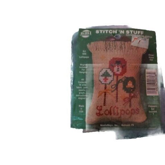 Vtg Stitch 'N Stuff Lollipops 608 Mini Cross Stitch Goody Bag Ornament Kit 12136 - Picture 1 of 2